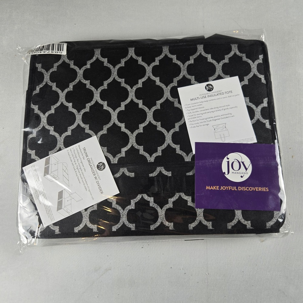 Joy Mangano Huggable Hangers Trunk Organizer w‎ Divider & Insulated Cooler Tote